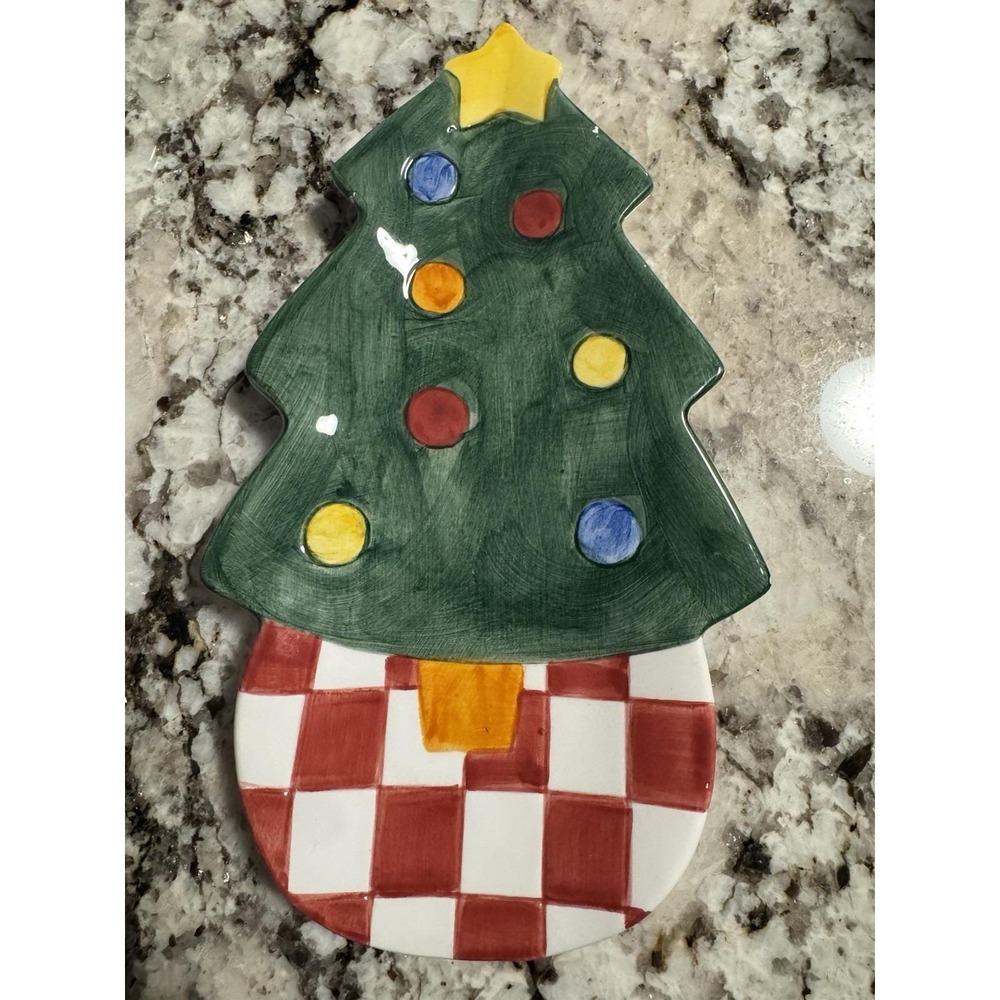 Vintage 1995 Christmas Tree Shaped Plate Used To Serve Nuts Or Candy 9L X 5.25 W